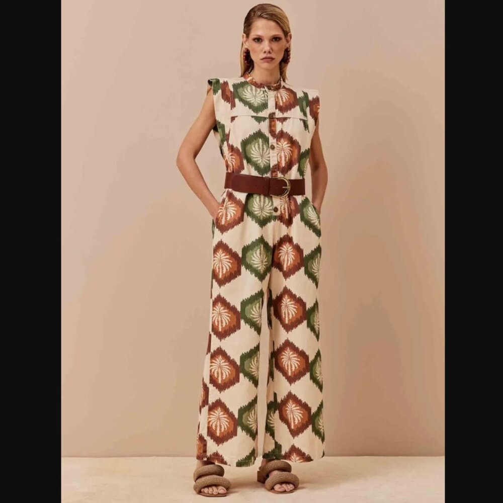 CaCay Los Andes Printed Twill Jumpsuit, Women's Size M? - Multicolor